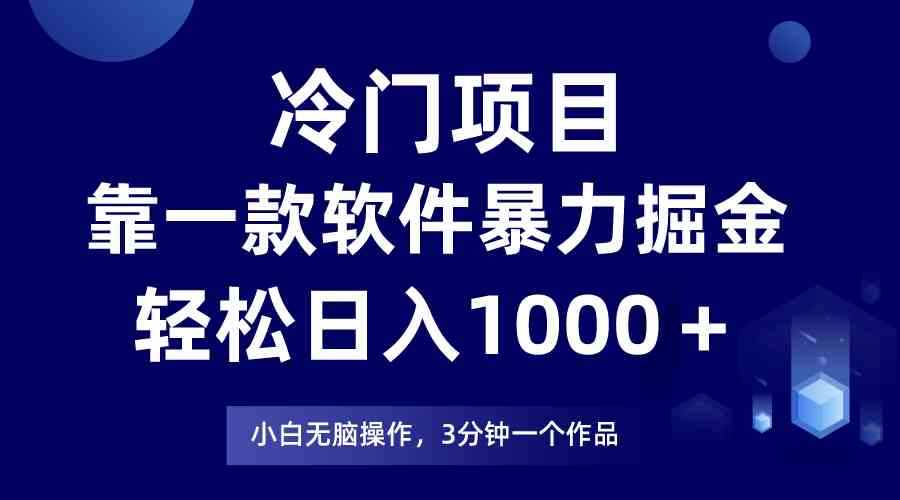 （9791期）冷门项目，靠一款软件暴力掘金日入1000＋，小白轻松上手第二天见收益-小哥找项目网创