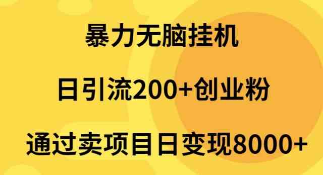 （9788期）暴力无脑挂机日引流200+创业粉通过卖项目日变现2000+-小哥找项目网创