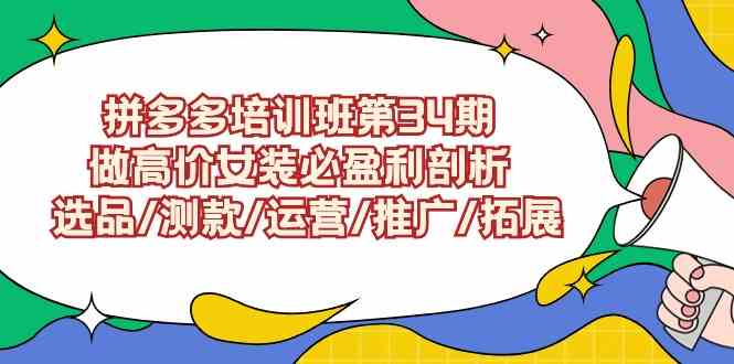 （9333期）拼多多培训班第34期：做高价女装必盈利剖析  选品/测款/运营/推广/拓展-小哥找项目网创