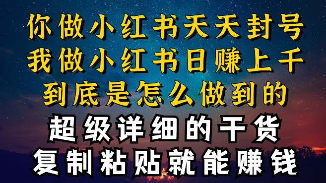 都知道小红书能引流私域变现，可为什么我能一天引流几十人变现上千，但你却频频封号违规被限流-小哥找项目网创