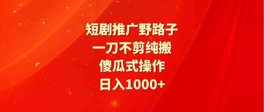 （9586期）短剧推广野路子，一刀不剪纯搬运，傻瓜式操作，日入1000+-小哥找项目网创