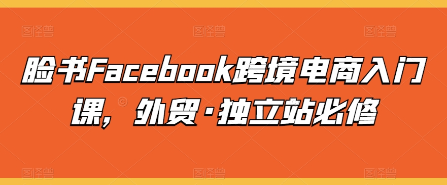 脸书Facebook跨境电商入门课，外贸·独立站必修-小哥找项目网创