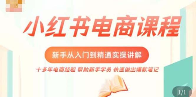 小红书电商新手入门到精通实操课，从入门到精通做爆款笔记，开店运营-小哥找项目网创