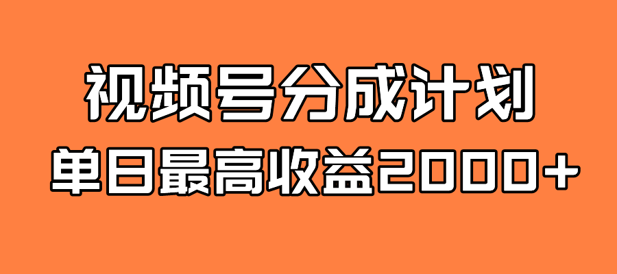 全新蓝海 视频号掘金计划 日入2000+-小哥找项目网创