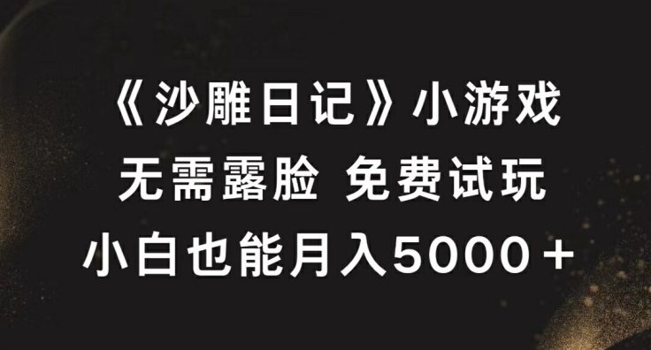 《沙雕日记》小游戏，无需露脸免费试玩，小白也能月入5000+【揭秘】-小哥找项目网创