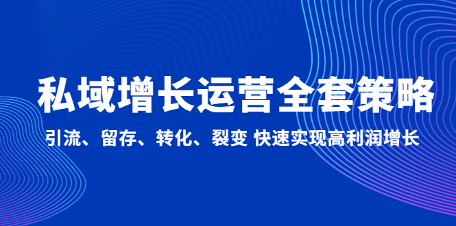 私域增长运营全套策略：引流、留存、转化、裂变 快速实现高利润增长-小哥找项目网创