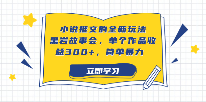 小说推文的全新玩法，黑岩故事会，单个作品收益300+，简单暴力-小哥找项目网创