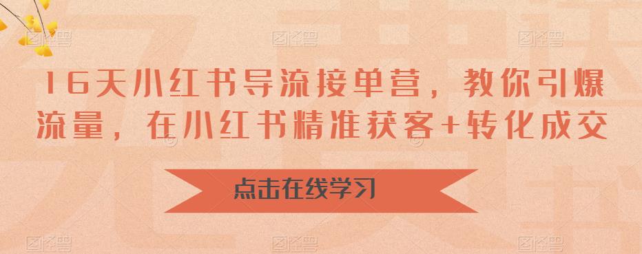 16天-小红书 导流接单营，教你引爆流量，在小红书精准获客+转化成交-小哥找项目网创