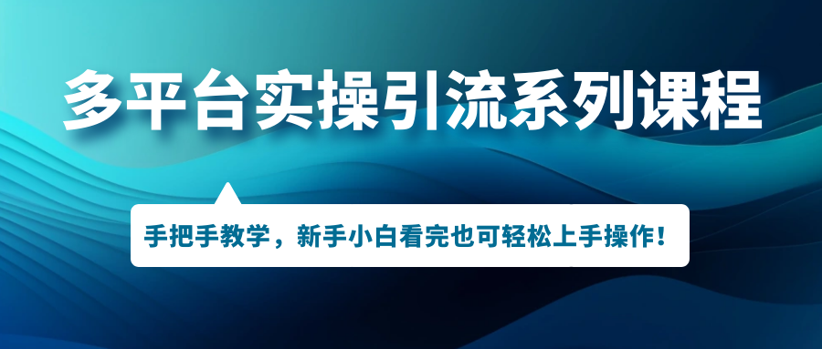 多平台实操引流系列课程，手把手教学，新手小白看完也可轻松上手引流操作！-小哥找项目网创