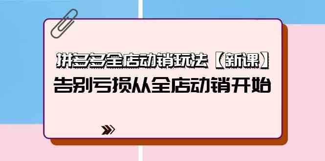 拼多多全店动销玩法【新课】，告别亏损从全店动销开始（4节视频课）-小哥找项目网创