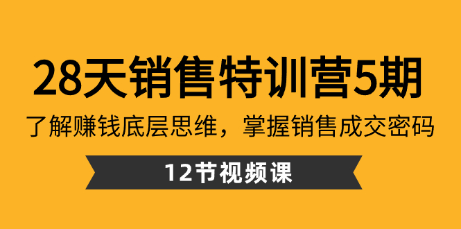 28天·销售特训营5期：了解赚钱底层思维，掌握销售成交密码（12节课）-小哥找项目网创