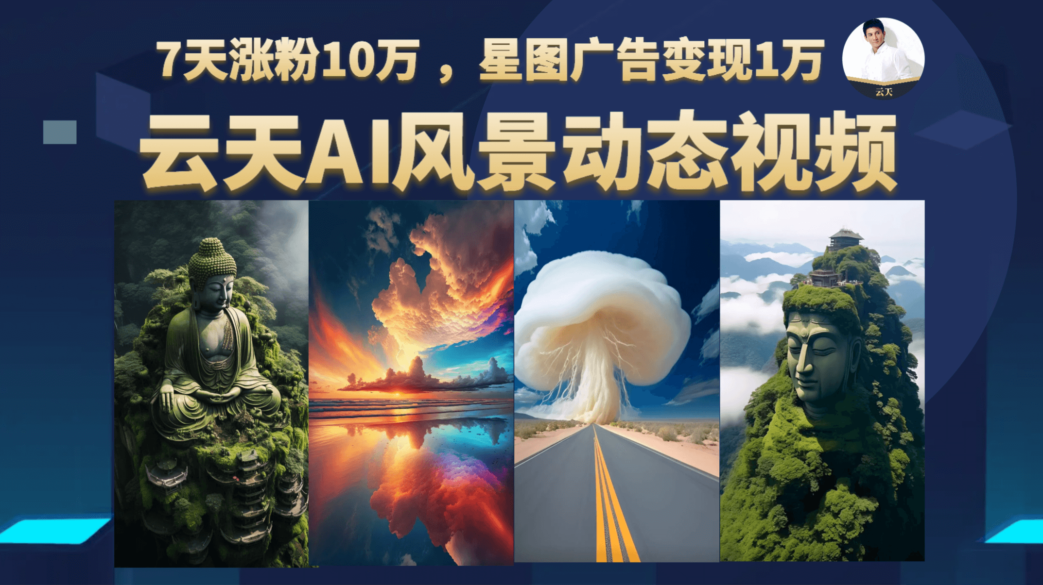 云天AI风景动图视频制作，7天涨粉10万 ，星图广告变现1万-小哥找项目网创