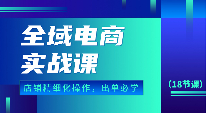 全域电商实战课，个人店铺精细化操作流程，出单必学内容（18节课）-小哥找项目网创