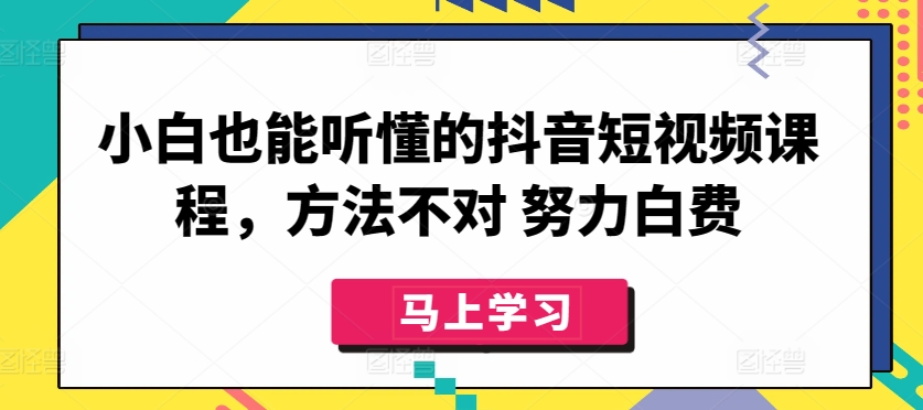 小白也能听懂的抖音短视频课程，方法不对 努力白费-小哥找项目网创