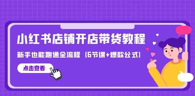 （9883期）最新小红书店铺开店带货教程，新手也能跑通全流程（6节课+爆款公式）-小哥找项目网创