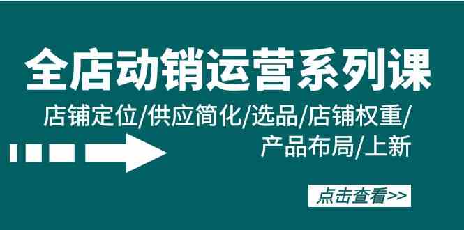 全店动销运营系列课：店铺定位/供应简化/选品/店铺权重/产品布局/上新-小哥找项目网创