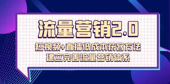 流量营销2.0：短视频+直播低成本获客方法，建立完善流量营销体系（72节）-小哥找项目网创