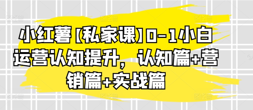 小红薯【私家课】0-1小白运营认知提升，认知篇+营销篇+实战篇-小哥找项目网创