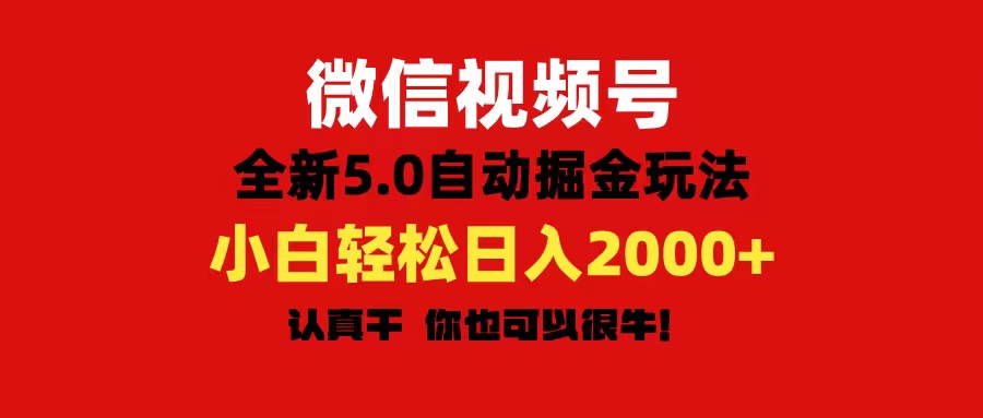 微信视频号变现，5.0全新自动掘金玩法，日入利润2000+有手就行-小哥找项目网创