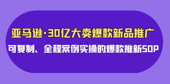 亚马逊30亿大卖爆款新品推广，可复制、全程案例实操的爆款推新SOP-小哥找项目网创