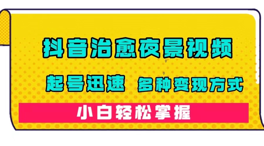 抖音治愈系夜景视频，起号迅速，多种变现方式，小白轻松掌握（附120G素材）-小哥找项目网创