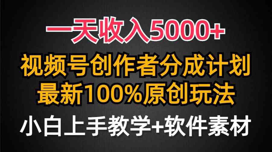 （9599期）一天收入5000+，视频号创作者分成计划，最新100%原创玩法，小白也可以轻…-小哥找项目网创