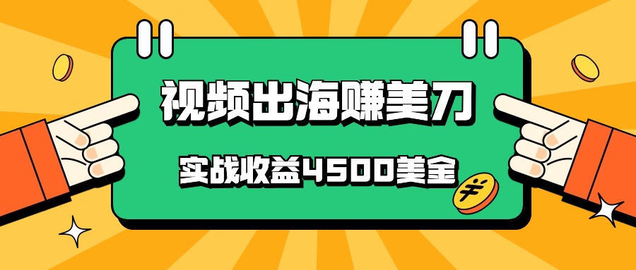 国内爆款视频出海赚美刀，实战收益4500美金，批量无脑搬运，无需经验直接上手-小哥找项目网创