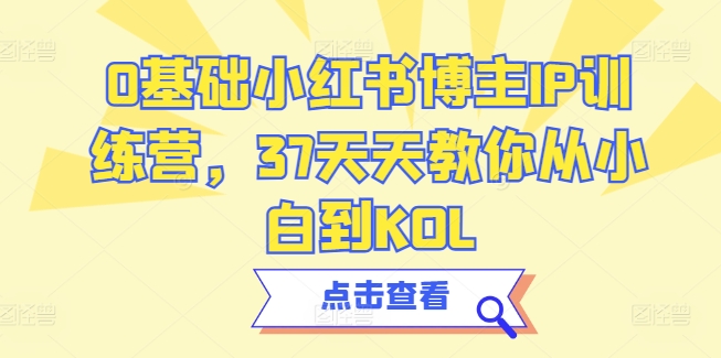 0基础小红书博主IP训练营，37天天教你从小白到KOL-小哥找项目网创