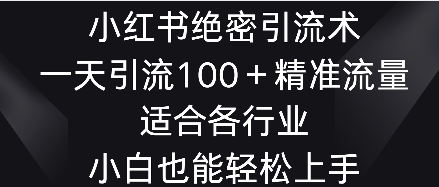 小红书绝密引流术，一天引流100＋精准流量，适合各个行业，小白也能轻松上手-小哥找项目网创