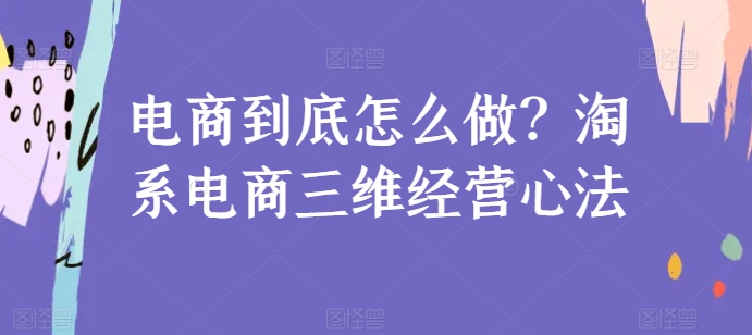 电商到底怎么做？淘系电商三维经营心法-小哥找项目网创