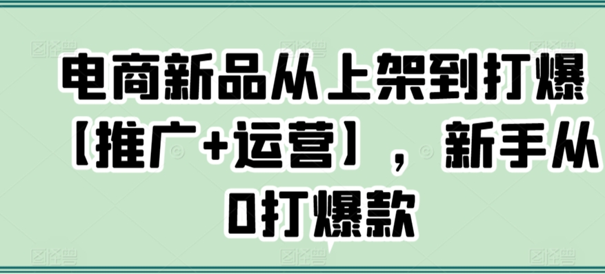 电商新品从上架到打爆【推广+运营】，新手从0打爆款-小哥找项目网创