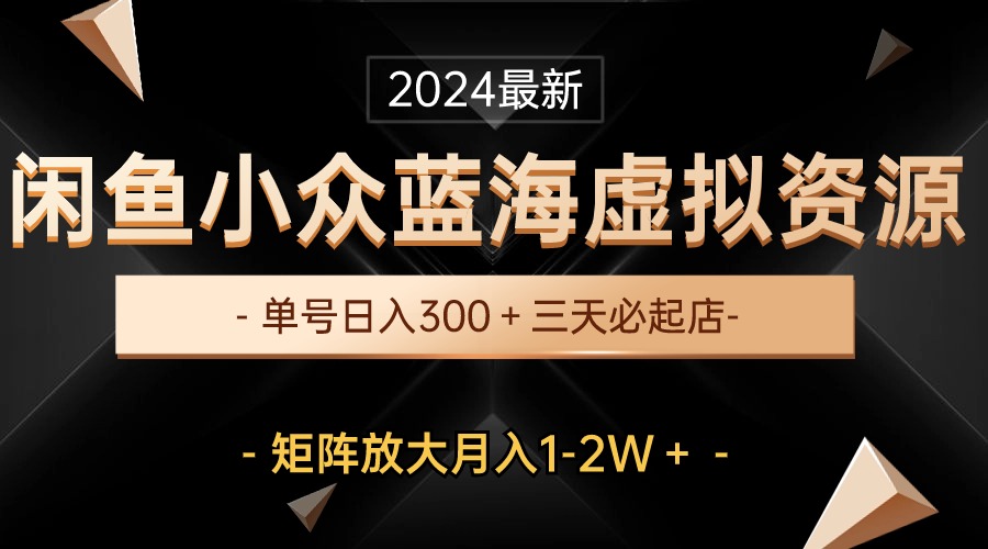 （10336期）最新闲鱼小众蓝海虚拟资源，单号日入300＋，三天必起店，矩阵放大月入1-2W-小哥找项目网创