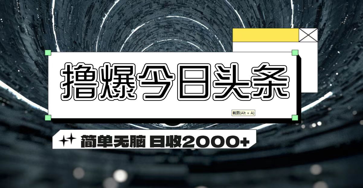 撸爆今日头条 简单无脑操作 日收2000+-小哥找项目网创