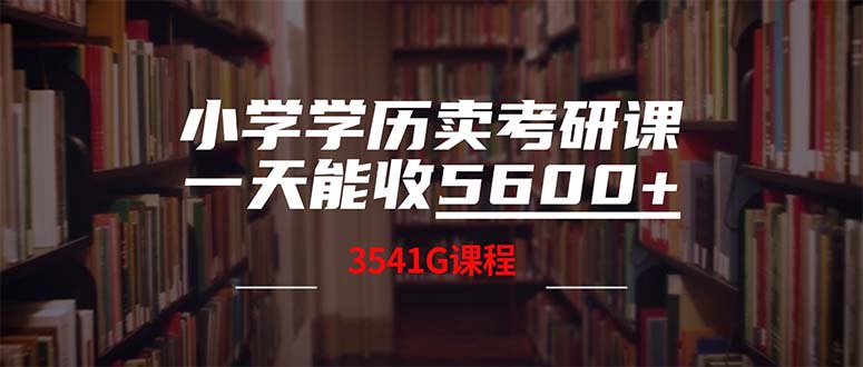 （12556期）小学学历卖考研课程，一天收5600（附3580G考研合集）-小哥找项目网创