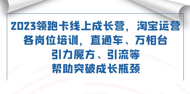 2023领跑·卡 线上成长营 淘宝运营各岗位培训 直通车 万相台 引力魔方 引流-小哥找项目网创