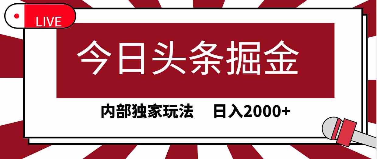 （9832期）今日头条掘金，30秒一篇文章，内部独家玩法，日入2000+-小哥找项目网创