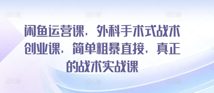 闲鱼运营课，外科手术式战术创业课，简单粗暴直接，真正的战术实战课-小哥找项目网创