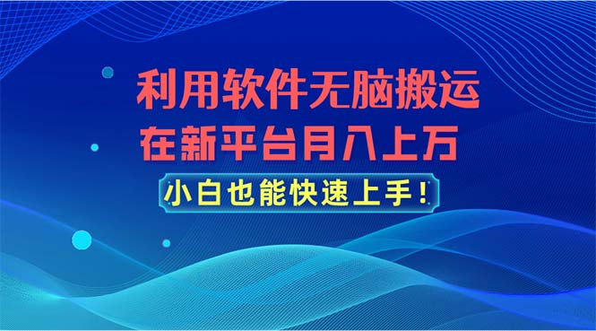 利用软件无脑搬运，在新平台月入上万，小白也能快速上手-小哥找项目网创