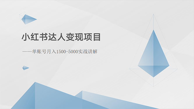 （10720期）小红书达人变现项目：单账号月入1500-3000实战讲解-小哥找项目网创