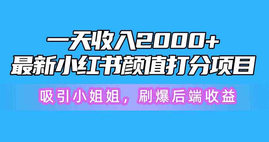 （10187期）一天收入2000+，最新小红书颜值打分项目，吸引小姐姐，刷爆后端收益-小哥找项目网创