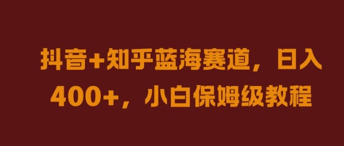 抖音+知乎蓝海赛道，日入几张，小白保姆级教程【揭秘】-小哥找项目网创