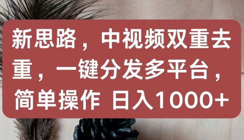 新思路，中视频双重去重，一键分发多平台，简单操作，日入1000+-小哥找项目网创