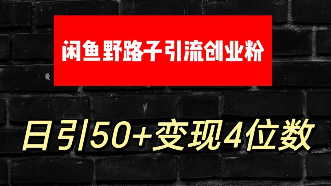 大眼闲鱼野路子引流创业粉，日引50+单日变现四位数-小哥找项目网创