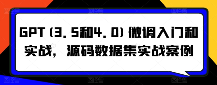 GPT(3.5和4.0)微调入门和实战，源码数据集实战案例-小哥找项目网创