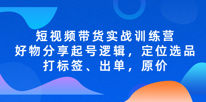 短视频带货实战训练营，好物分享起号逻辑，定位选品打标签、出单，原价-小哥找项目网创