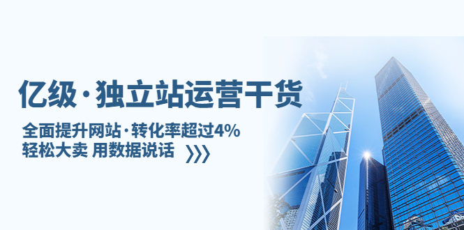 亿级·独立站运营干货：全面提升网站·转化率超过4%，轻松大卖 用数据说话-小哥找项目网创