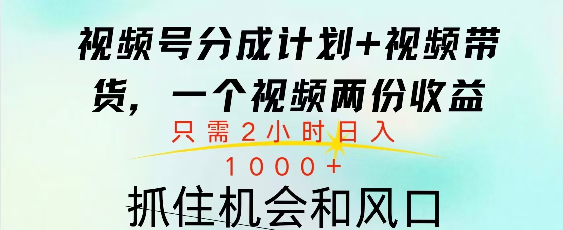 视频号橱窗带货， 10分钟一个视频， 2份收益，日入1000+-小哥找项目网创