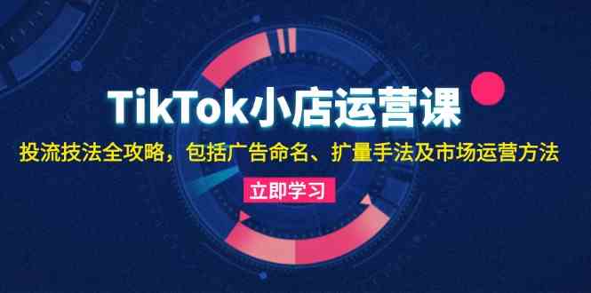 TikTok小店运营课：投流技法全攻略，包括广告命名 扩量手法及市场运营方法-小哥找项目网创