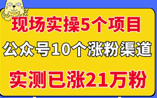 现场实操5个公众号项目，10个涨粉渠道，实测已涨21万粉！￼-小哥找项目网创