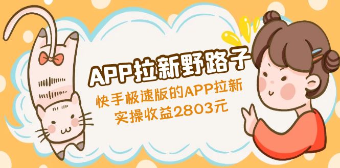 APP拉新野路子：快手极速版的APP拉新赚，实操收益2803元-小哥找项目网创